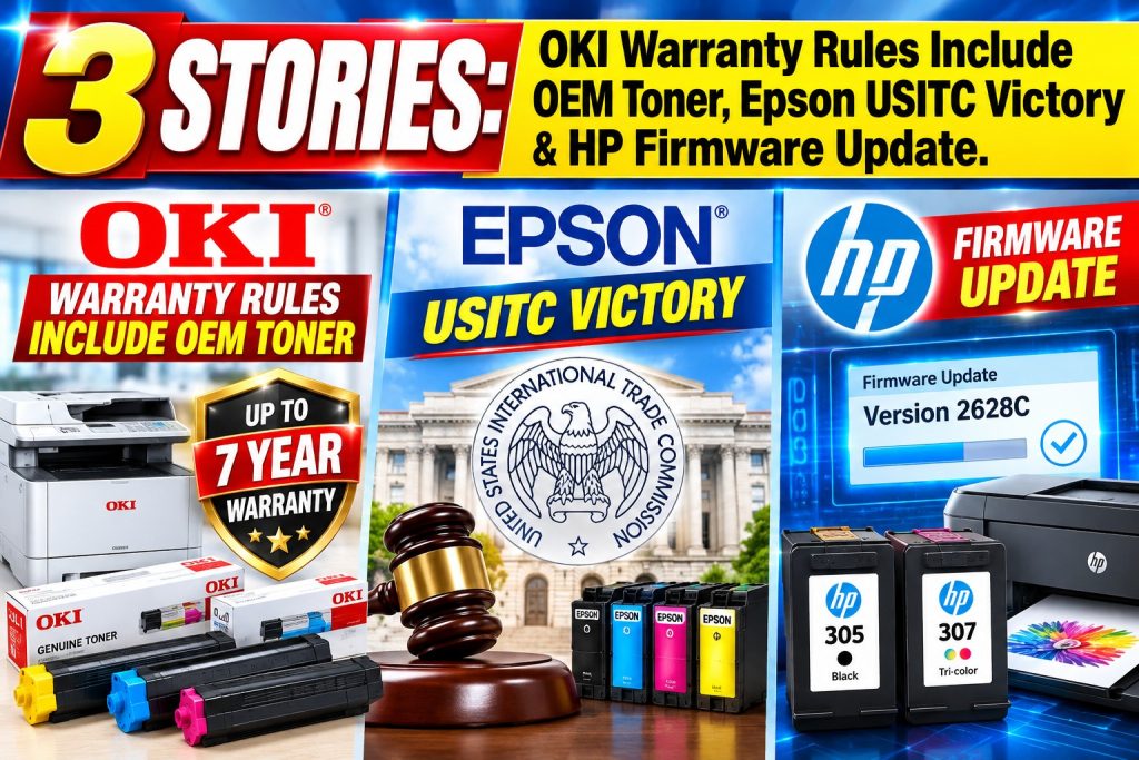 Homepage 26 A1 OKI Warranty Rules Include OEM Toner Epson USITC Victory HP Firmware Update